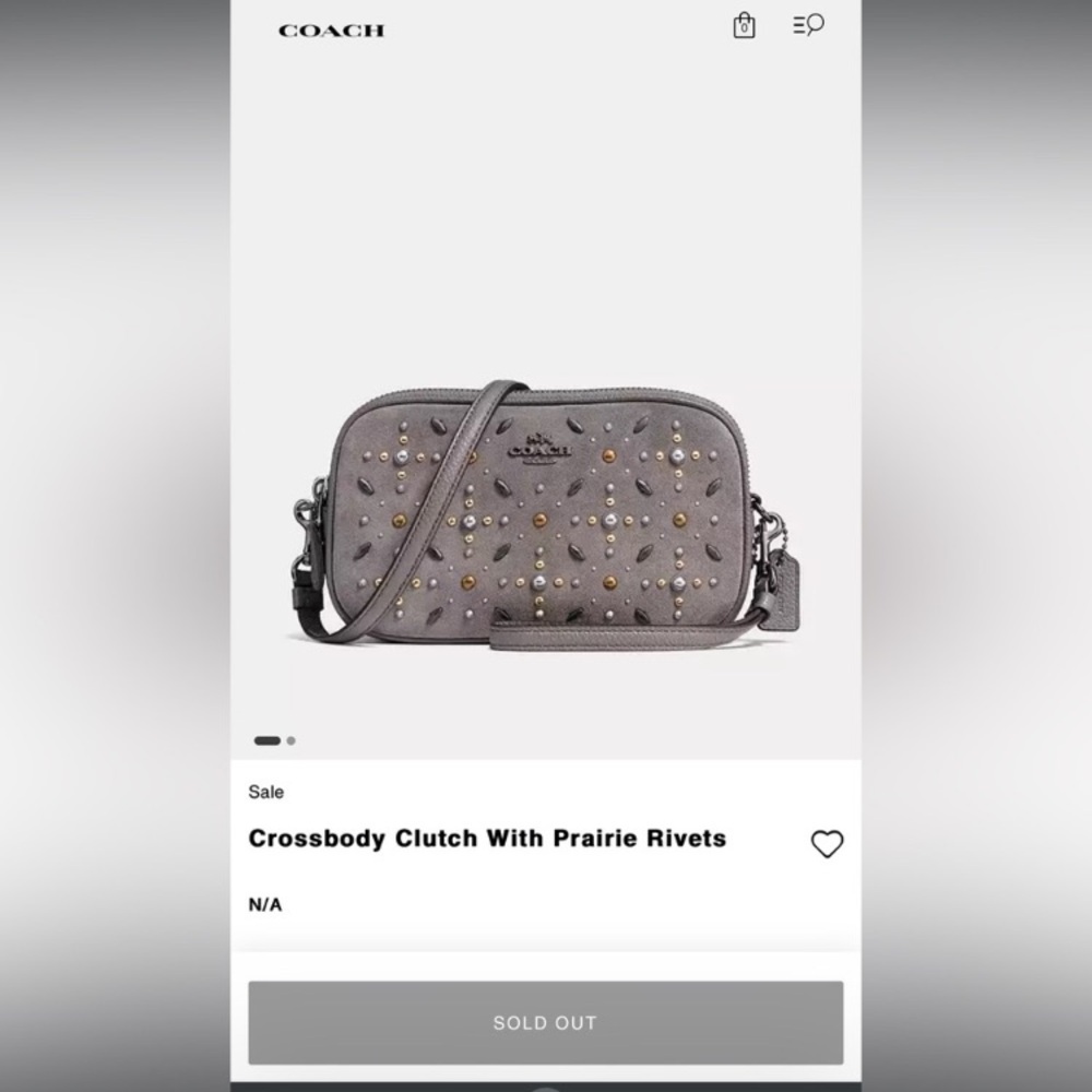 Coach RARE Coach Praire Rivet Double Zip Crossbody Clutch w Studs/dustbag - Picture 10 of 10